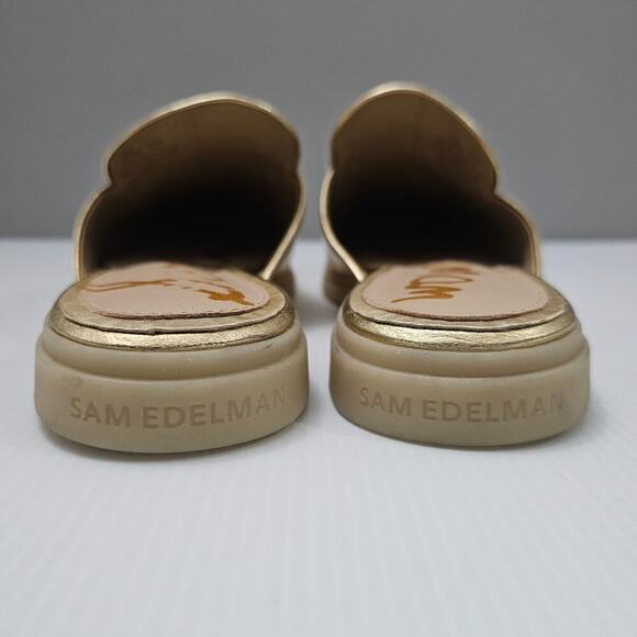 NEW Sam Edelman Kira Mule Women 10.5 Metallic Gold Leather Horsebit Flat Loafer - Picture 8 of 12